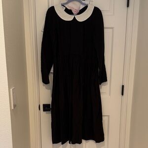 Son de flor black smock dress with collar, size XS